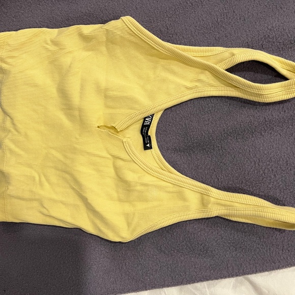 Zara Tops - Zara Sunny Yellow Ribbed Racerback Tank